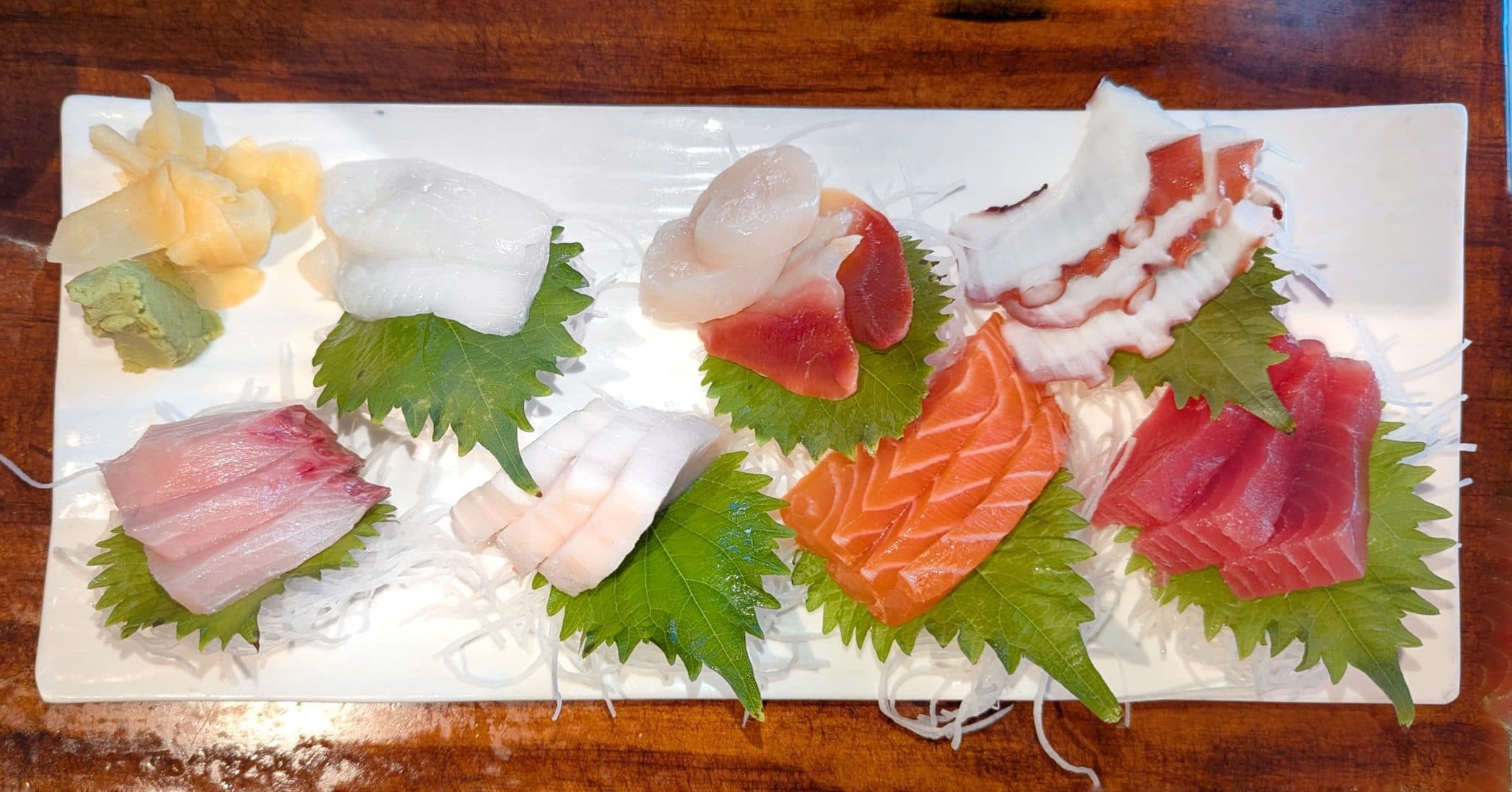 Sashimi platter with shiso leaves