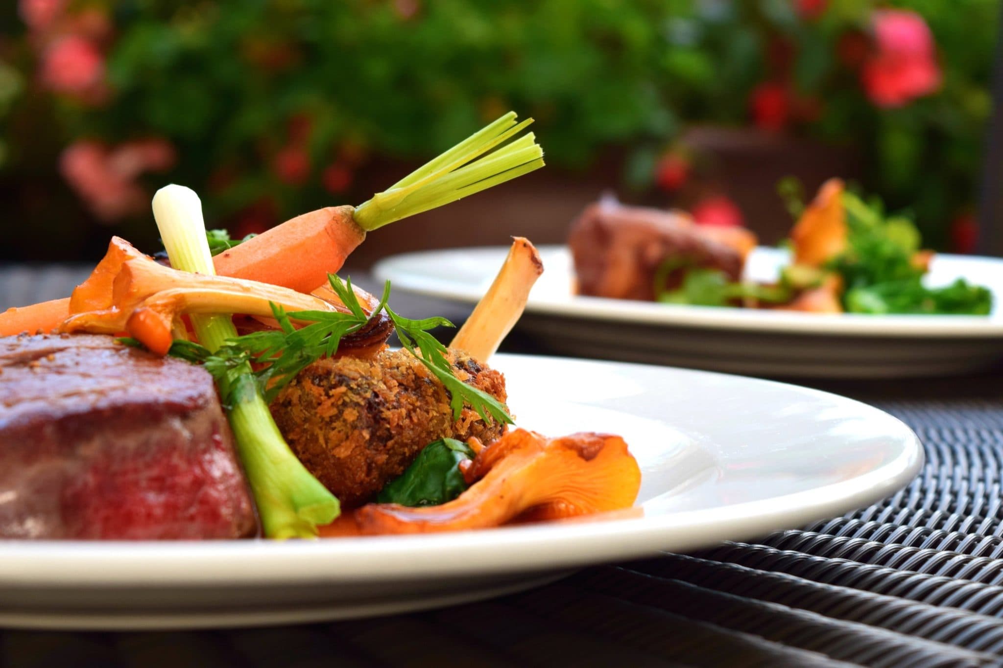 Steak dinner plate with vegetables